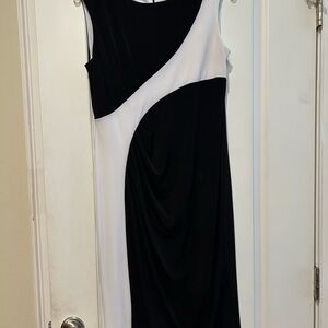 Calvin Klein Asymmetrical Black and White Dress